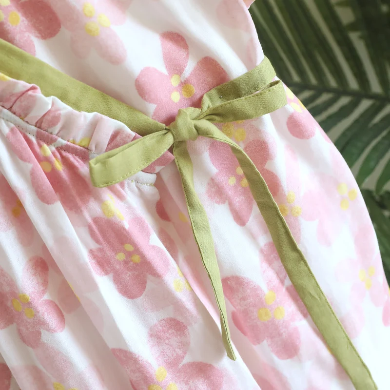 Sakura Blumenmuster Kimono-Nachthemd aus Baumwollgaze