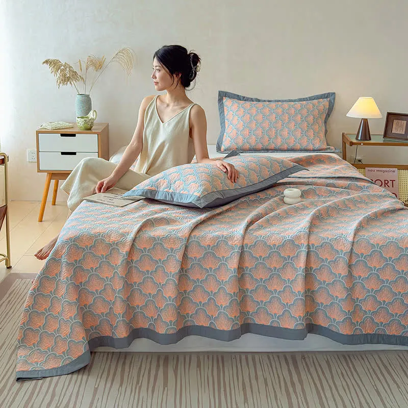 Dreilagige Jacquard-Musselin-Baumwolldecke mit Muschelmuster