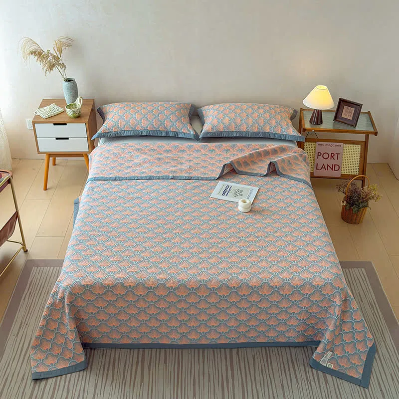 Dreilagige Jacquard-Musselin-Baumwolldecke mit Muschelmuster
