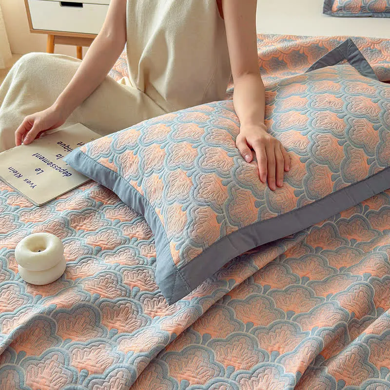 Dreilagige Jacquard-Musselin-Baumwolldecke mit Muschelmuster