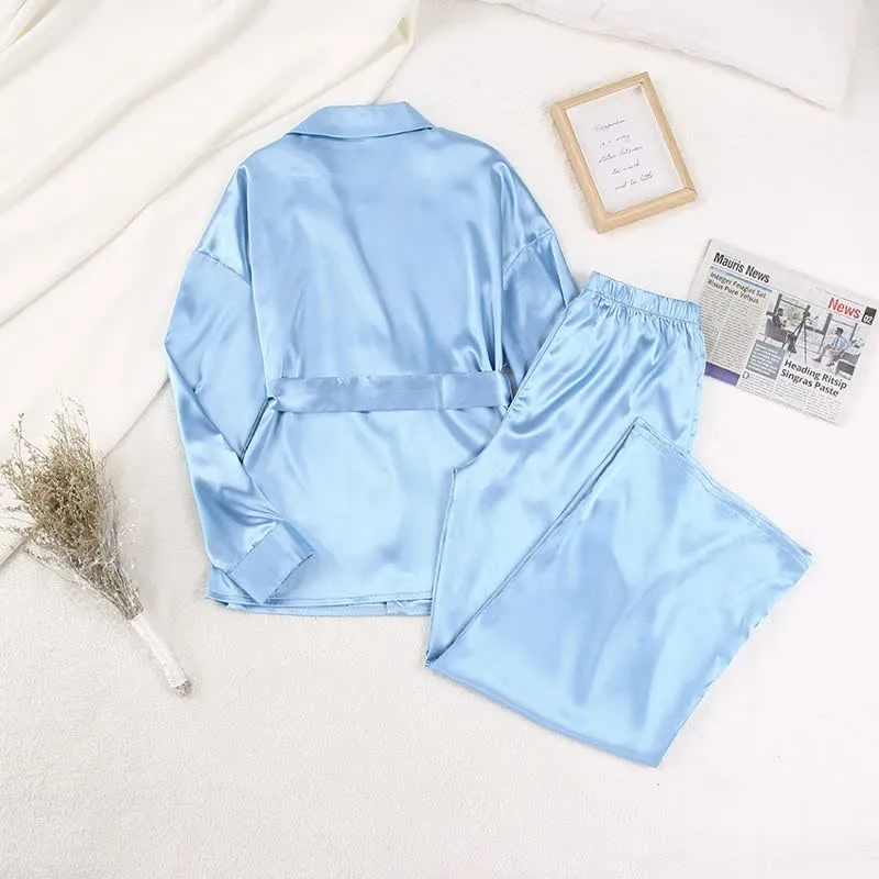 Einfarbiges Loungewear-Set für Damen mit Gürtel
