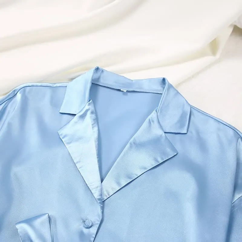 Einfarbiges Loungewear-Set für Damen mit Gürtel