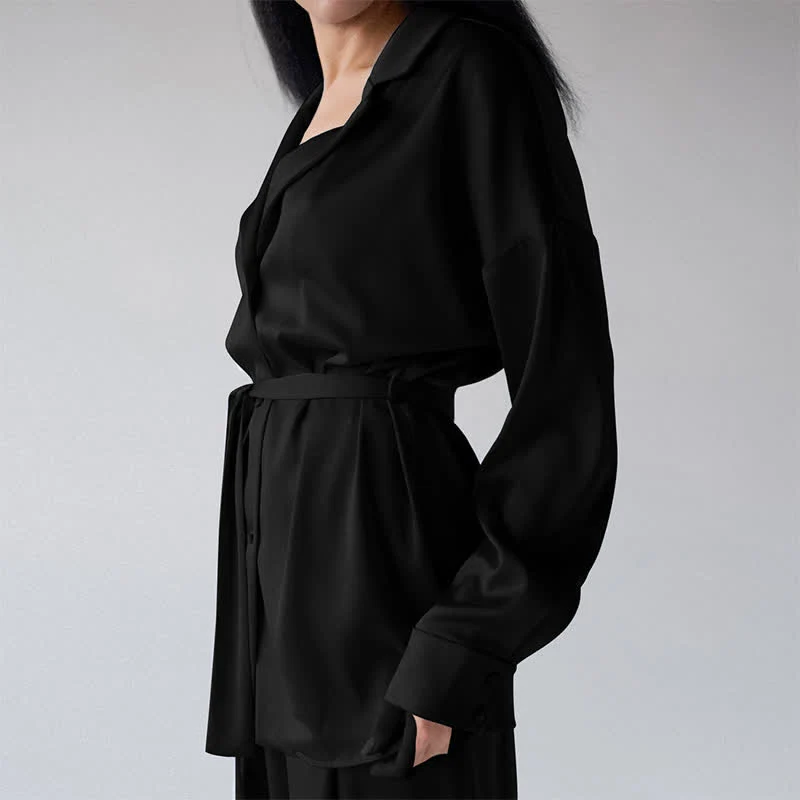 Einfarbiges Loungewear-Set für Damen mit Gürtel