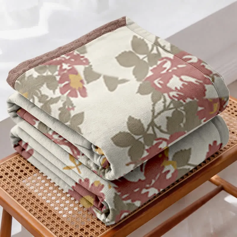 Vintage-Steppdecke aus Baumwollgaze mit Rosenmuster