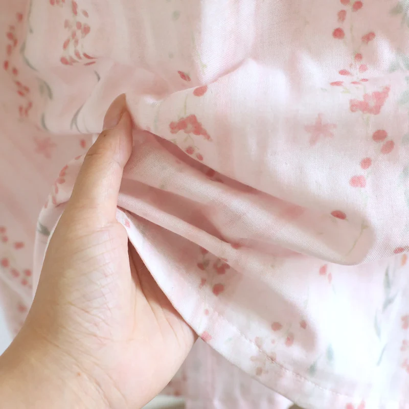 Kimono-Nachthemd/Loungewear aus geblümtem Baumwollgaze