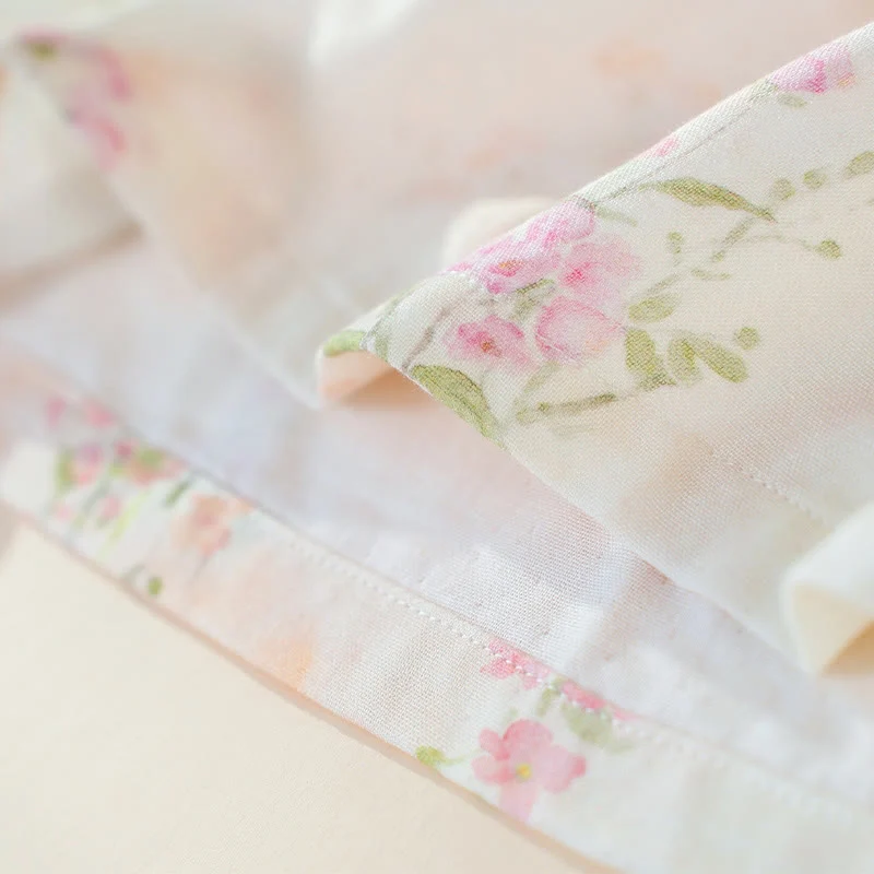 Pyjama mit Blumenmuster aus Bambus-Baumwolle mit Bindeband am Hals