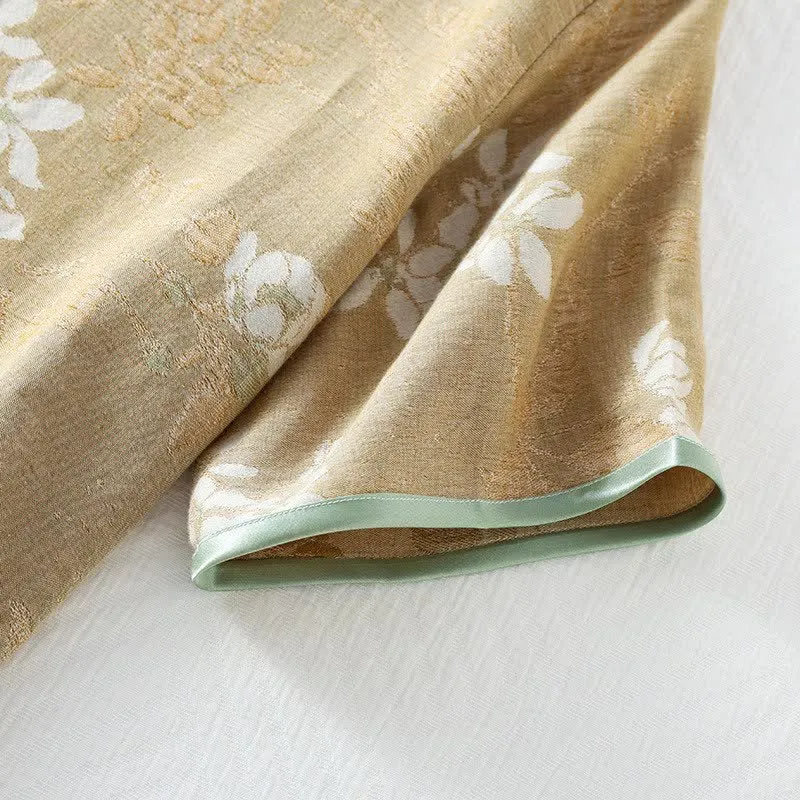 Loungewear-Set aus Baumwolle mit Blumenmuster und chinesischem Knoten