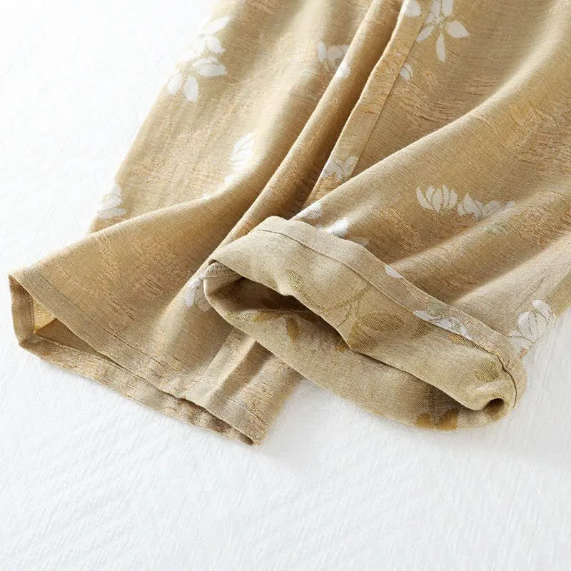 Loungewear-Set aus Baumwolle mit Blumenmuster und chinesischem Knoten