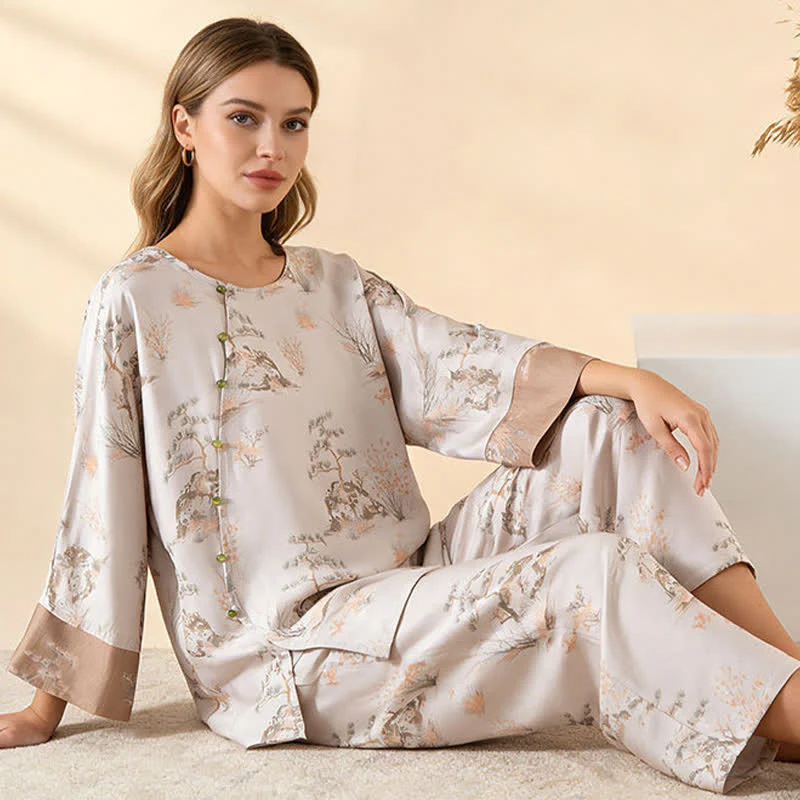 Loungewear-Set für Damen aus orientalisch bedrucktem Fiberglas