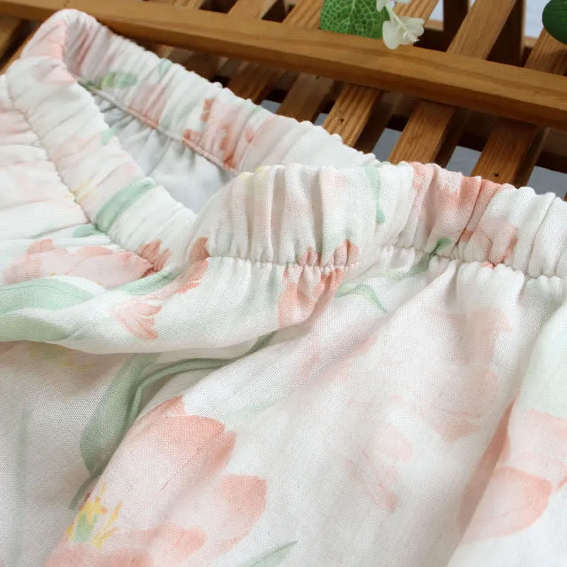 Damenpyjama aus Bambusfaser mit Tulpenmuster