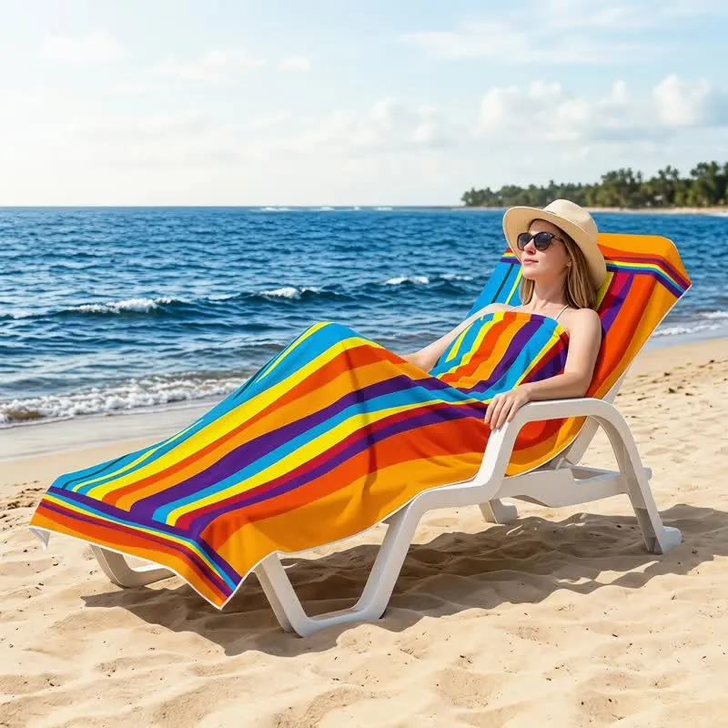 Strandtuch aus Mikrofaser mit Regenbogenstreifen