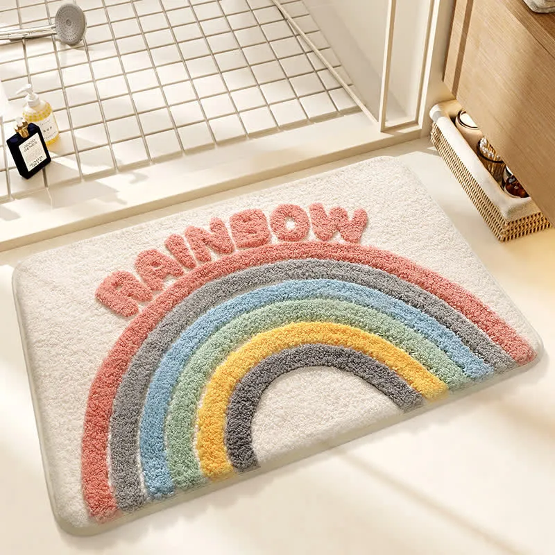 Moderner Regenbogen-Plüsch-Badeteppich
