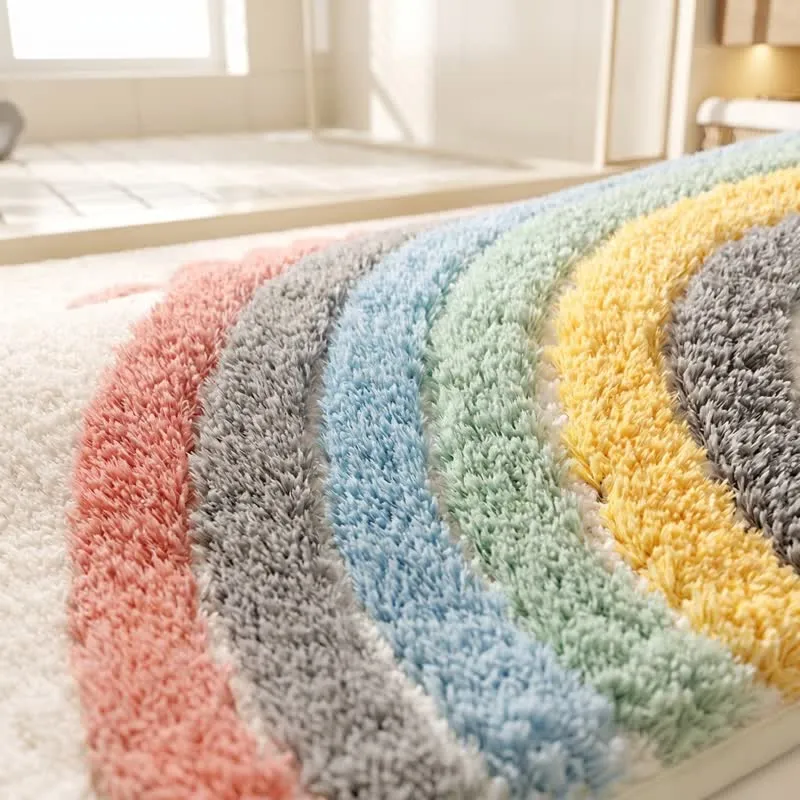 Moderner Regenbogen-Plüsch-Badeteppich