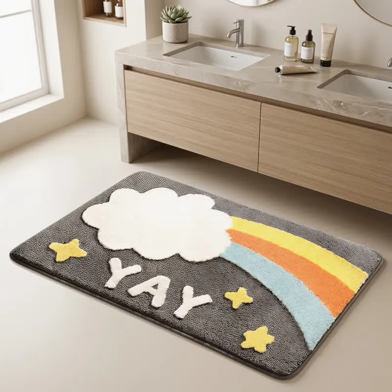 Juhu, Regenbogen-Badematte aus Kunstkaschmir!