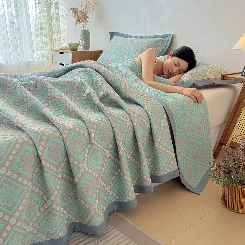 3-lagige Tagesdecke aus Baumwollgaze-Jacquard