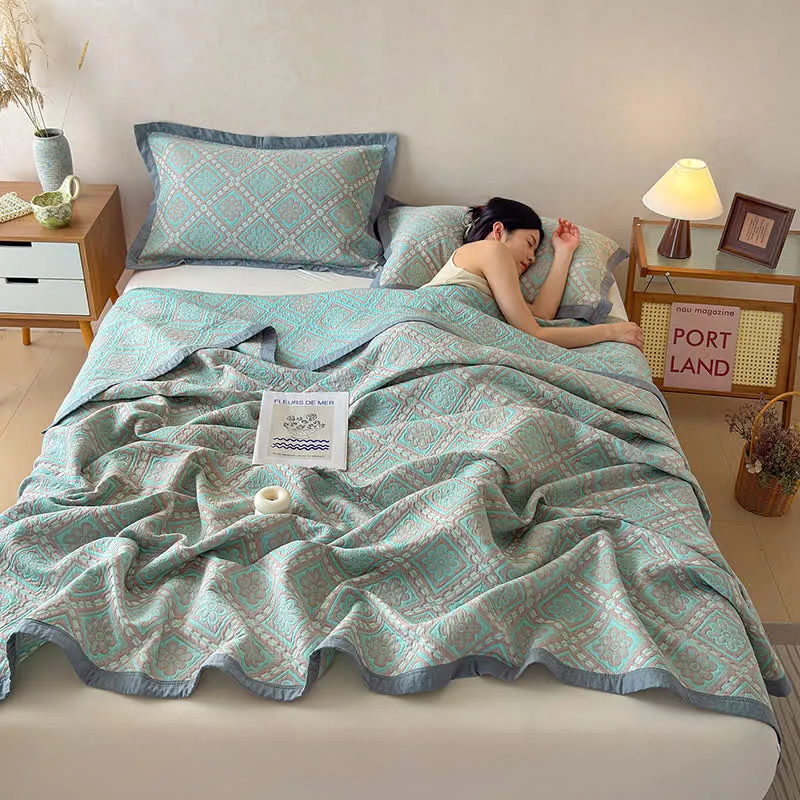 3-lagige Tagesdecke aus Baumwollgaze-Jacquard