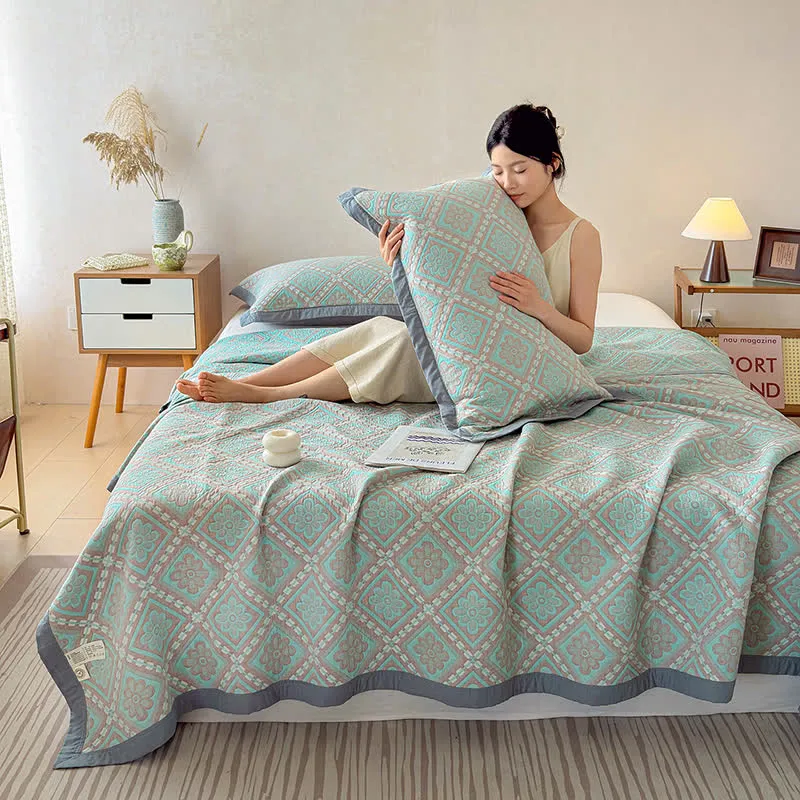 3-lagige Tagesdecke aus Baumwollgaze-Jacquard