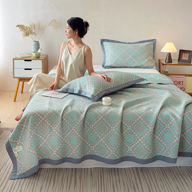 3-lagige Tagesdecke aus Baumwollgaze-Jacquard