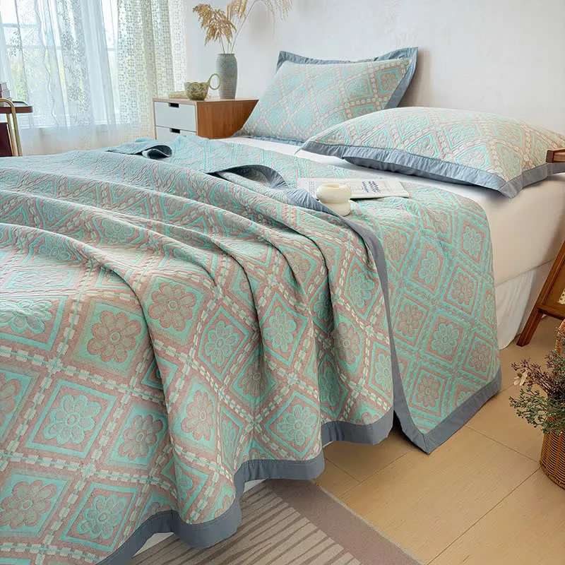 3-lagige Tagesdecke aus Baumwollgaze-Jacquard