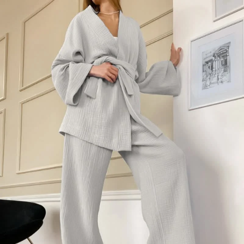Kimono-Pyjama aus einfarbigem Baumwollgaze