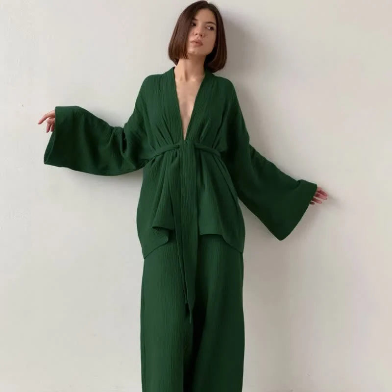 Kimono-Pyjama aus einfarbigem Baumwollgaze