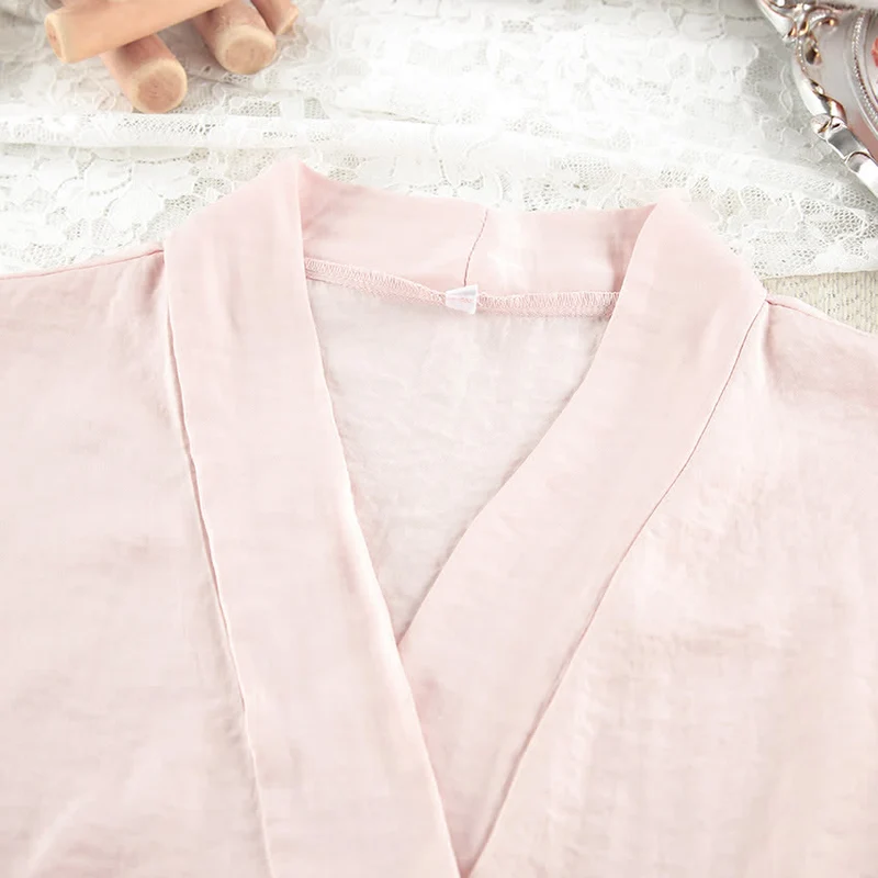 Kimono-Set in einfarbigem Rosa
