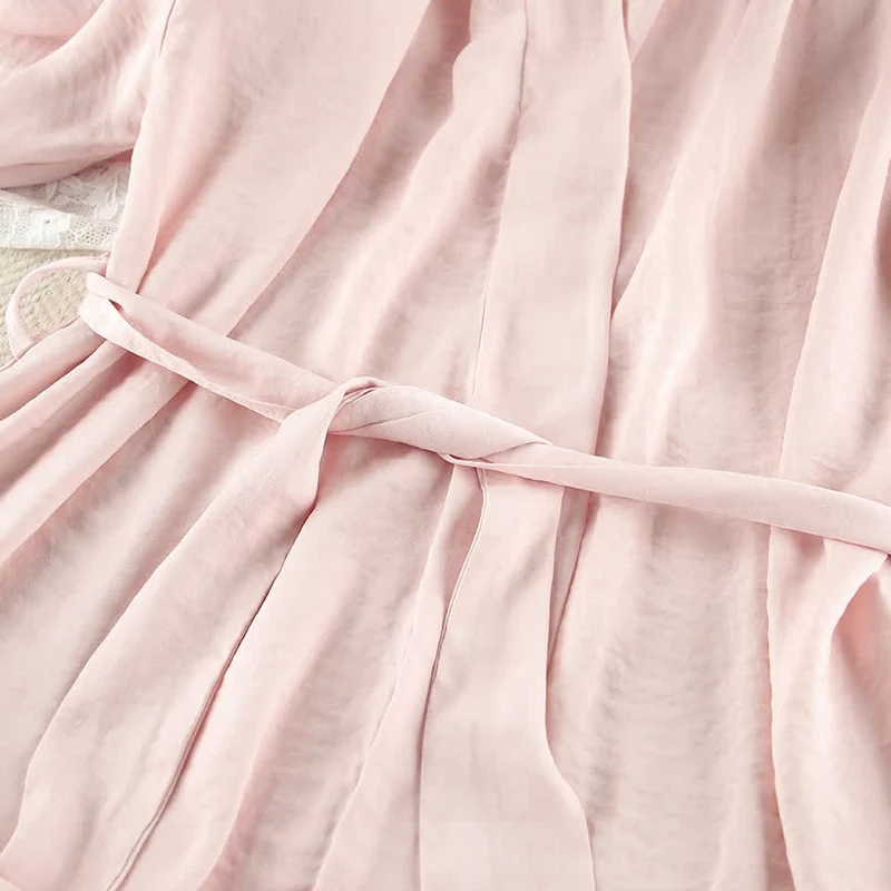 Kimono-Set in einfarbigem Rosa