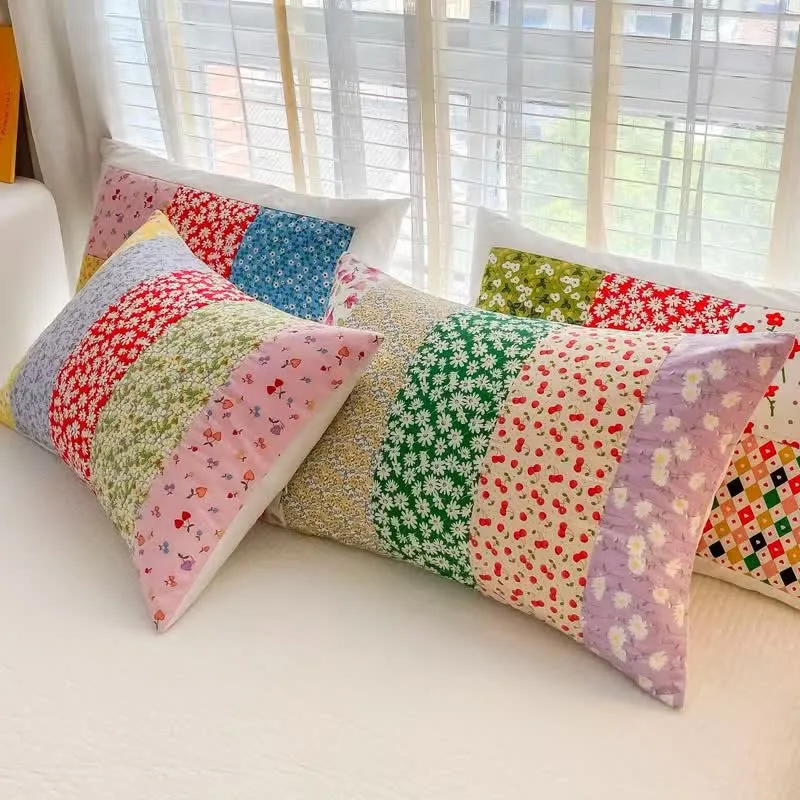Buntes Patchwork-Bettwäscheset aus Baumwolle mit Blumenmuster