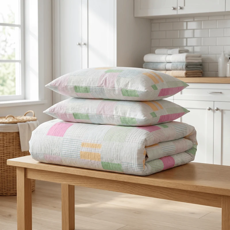 Mehrfarbiges Patchwork-Bettwäscheset aus Baumwolle im Pastell-Look (4-teilig)