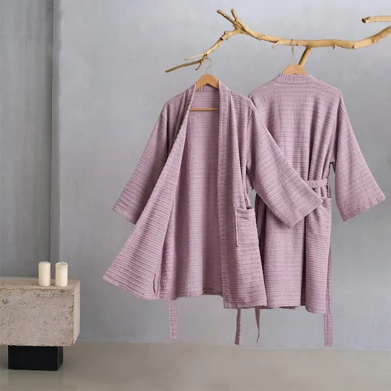 Kimono-Bademantel aus Baumwolle mit Waffelmuster