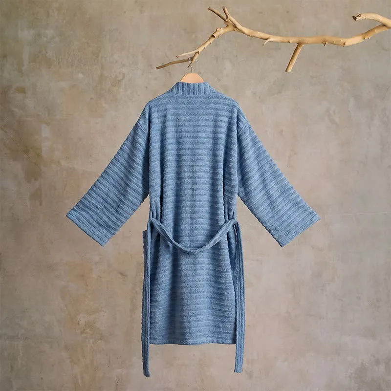 Kimono-Bademantel aus Baumwolle mit Waffelmuster