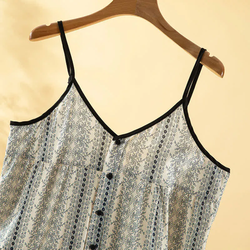 Boho-Baumwoll-Cami-Nachthemd für Damen