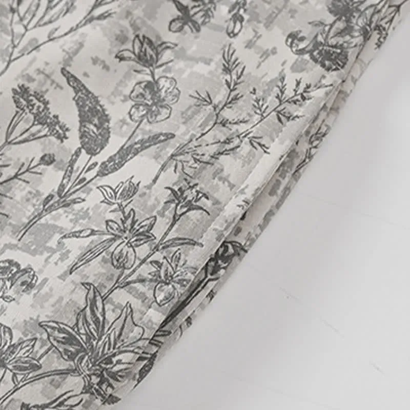 Boho-Nachthemd aus grauer Baumwolle mit Quasten