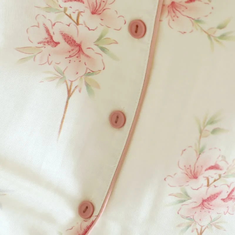 Baumwoll-Pyjama-Set mit Blumenmuster und kurzen Ärmeln (3-teilig)