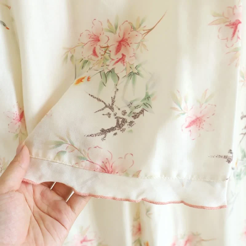 Baumwoll-Pyjama-Set mit Blumenmuster und kurzen Ärmeln (3-teilig)
