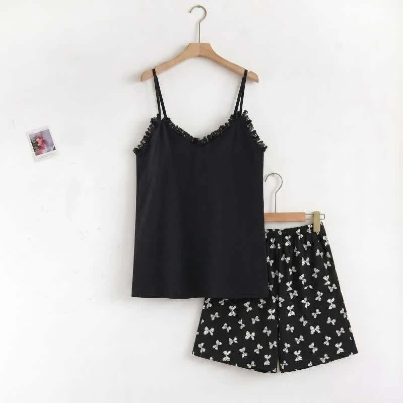 Pyjama-Set mit Shorts und Schleifenprint