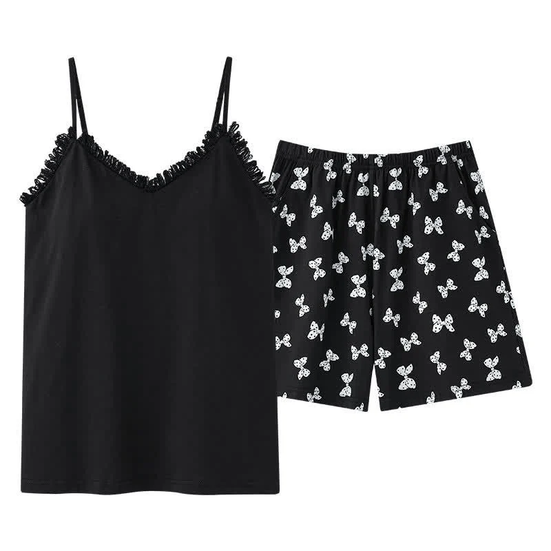 Pyjama-Set mit Shorts und Schleifenprint