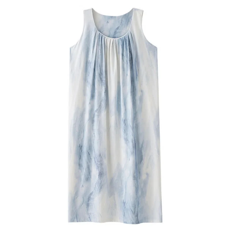 Hellblaues ärmelloses, wattiertes Loungekleid
