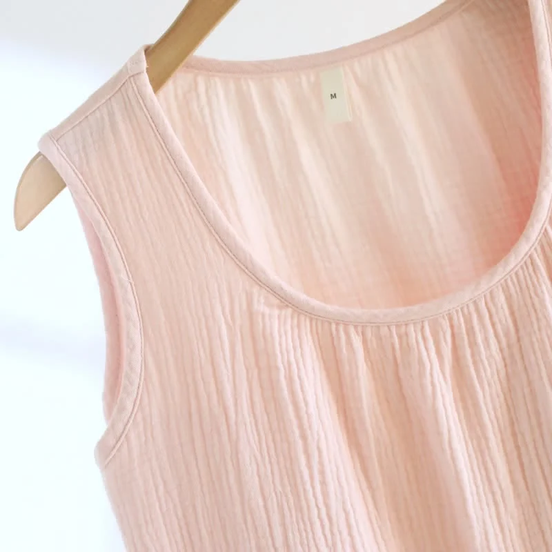 Loungewear-Set aus einfarbiger Baumwollgaze und Spitze