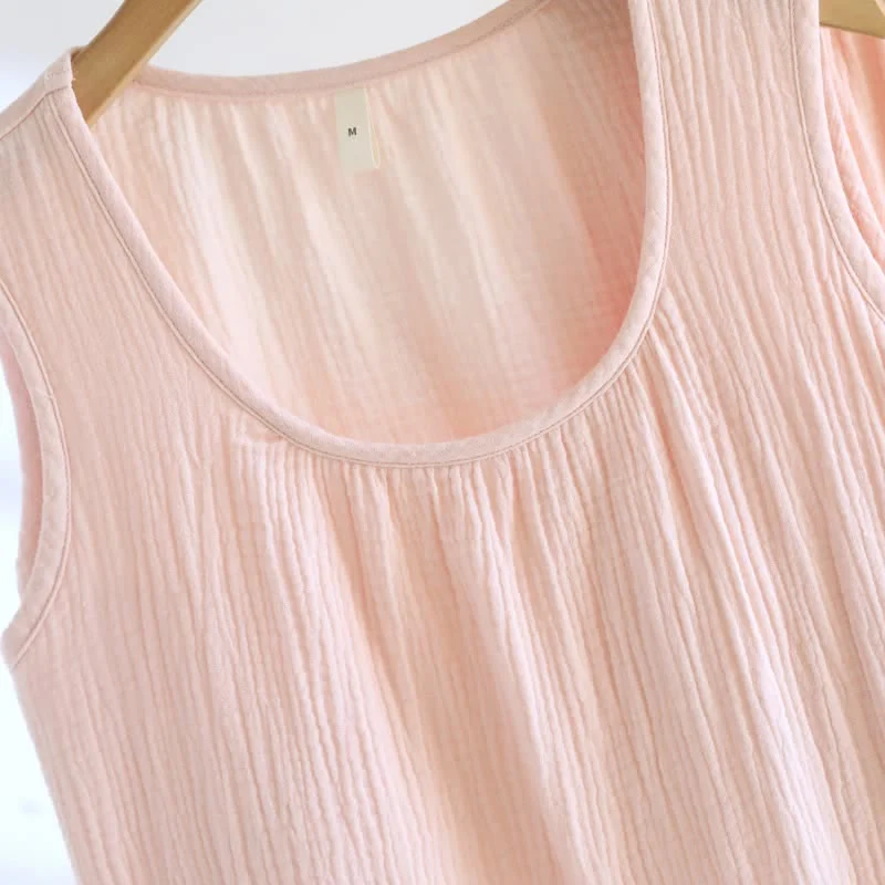 Loungewear-Set aus einfarbiger Baumwollgaze und Spitze