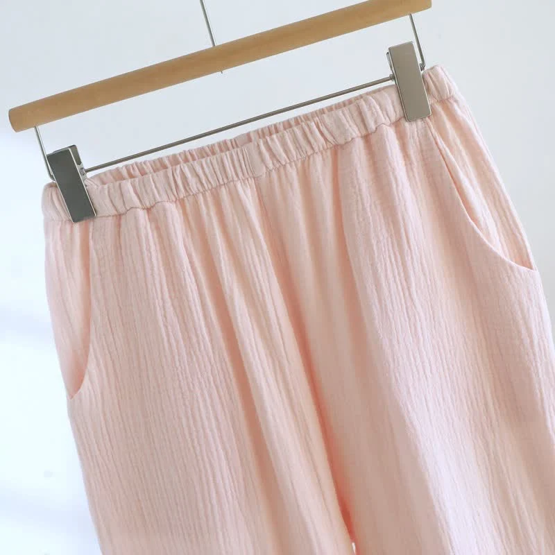 Loungewear-Set aus einfarbiger Baumwollgaze und Spitze