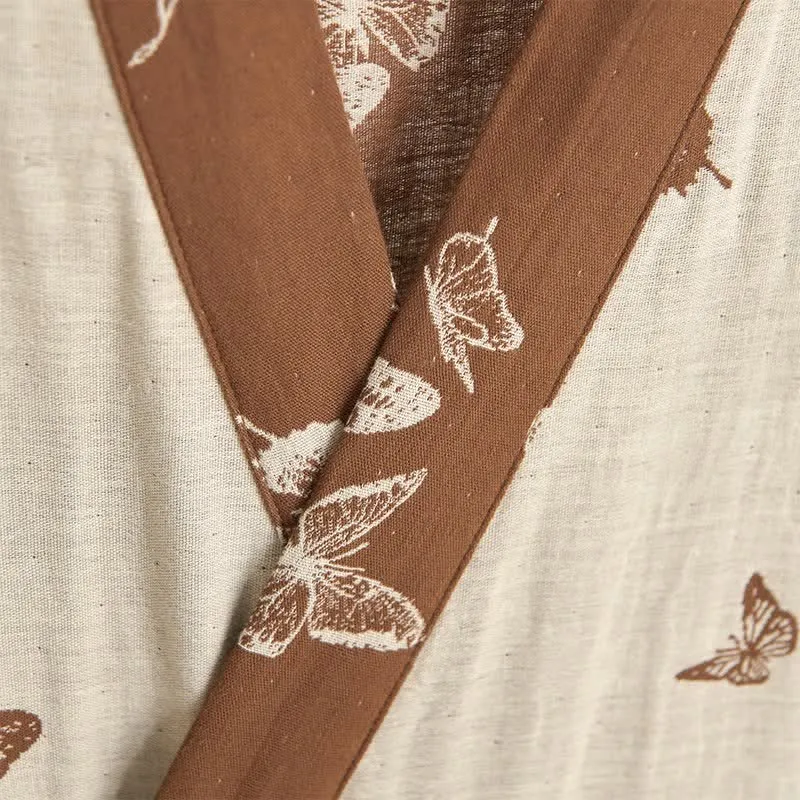 Eleganter Kimono-Bademantel aus Baumwolle mit Schmetterlingsmotiv