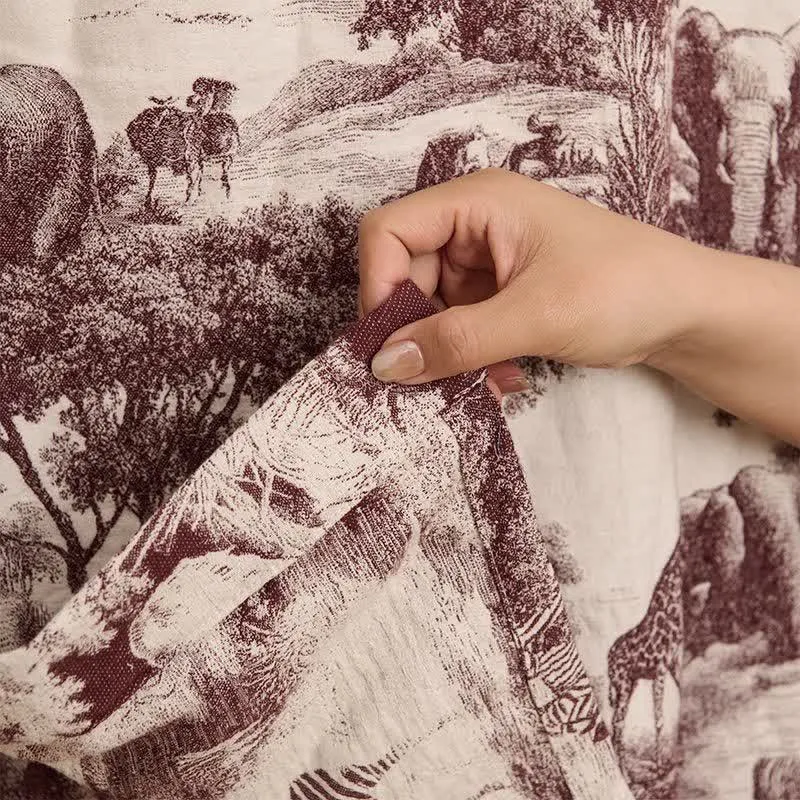 Kimono-Bademantel aus Baumwolle mit Toile-Print