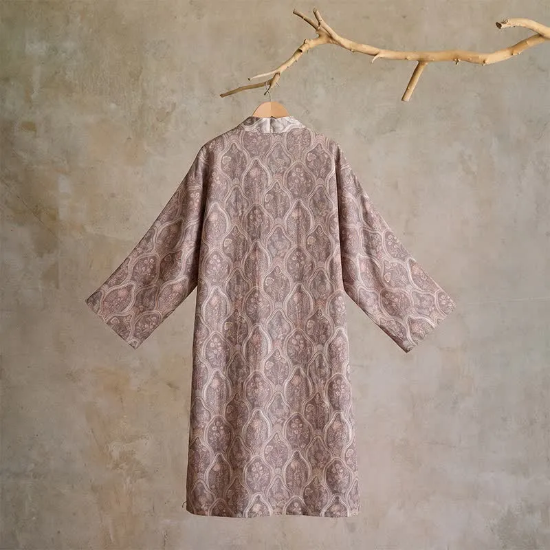 Boho Vintage Kimono-Bademantel aus Baumwollgaze