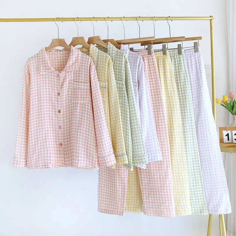 Gingham-Pyjama-Set aus reiner Baumwolle