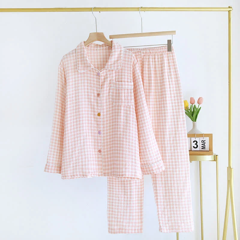 Gingham-Pyjama-Set aus reiner Baumwolle