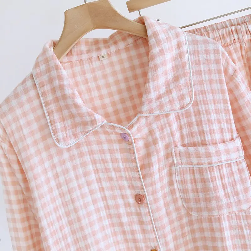 Gingham-Pyjama-Set aus reiner Baumwolle
