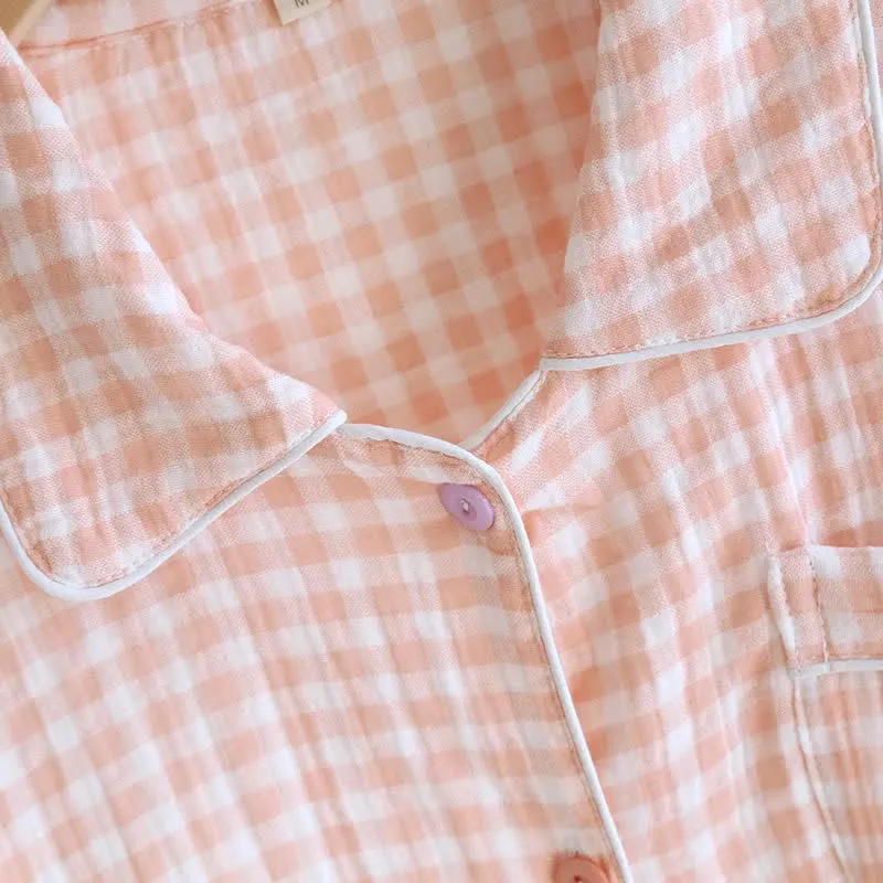 Gingham-Pyjama-Set aus reiner Baumwolle