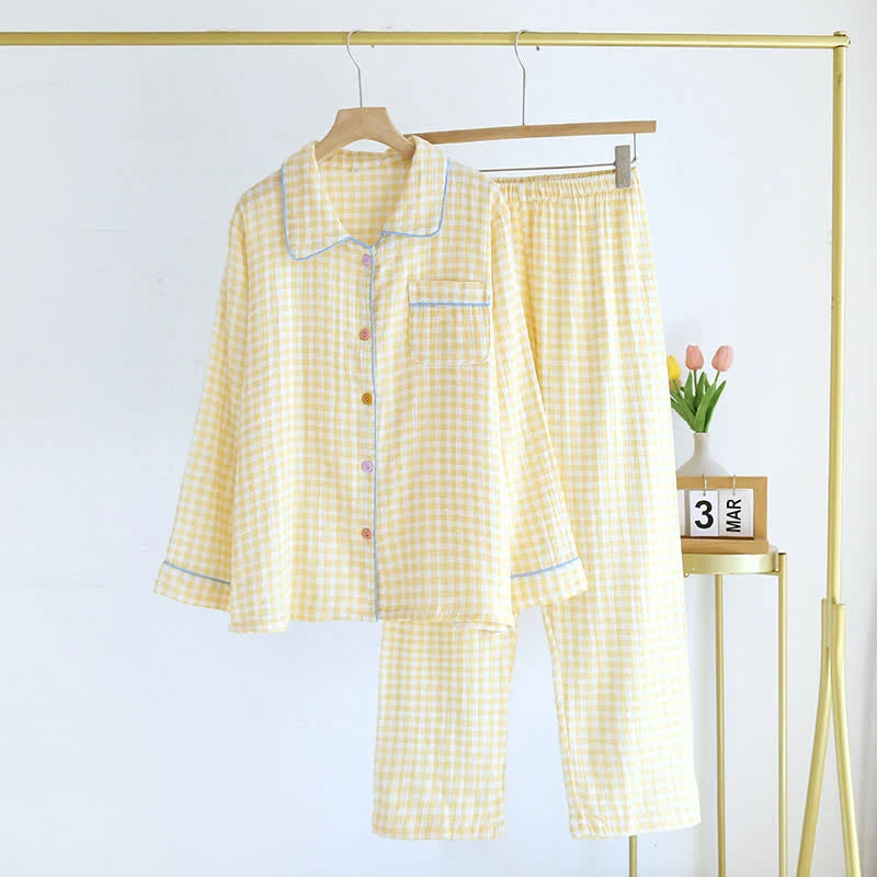Gingham-Pyjama-Set aus reiner Baumwolle