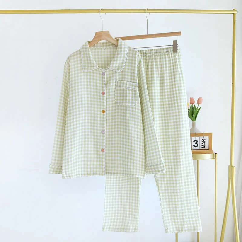 Gingham-Pyjama-Set aus reiner Baumwolle